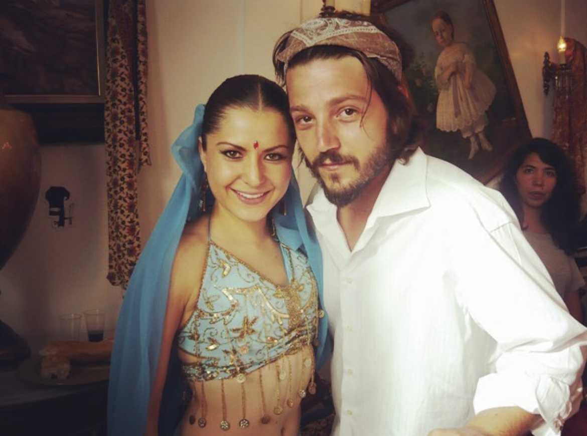 Wendy Lechuga on the set of "Calle 13" with director Diego Luna