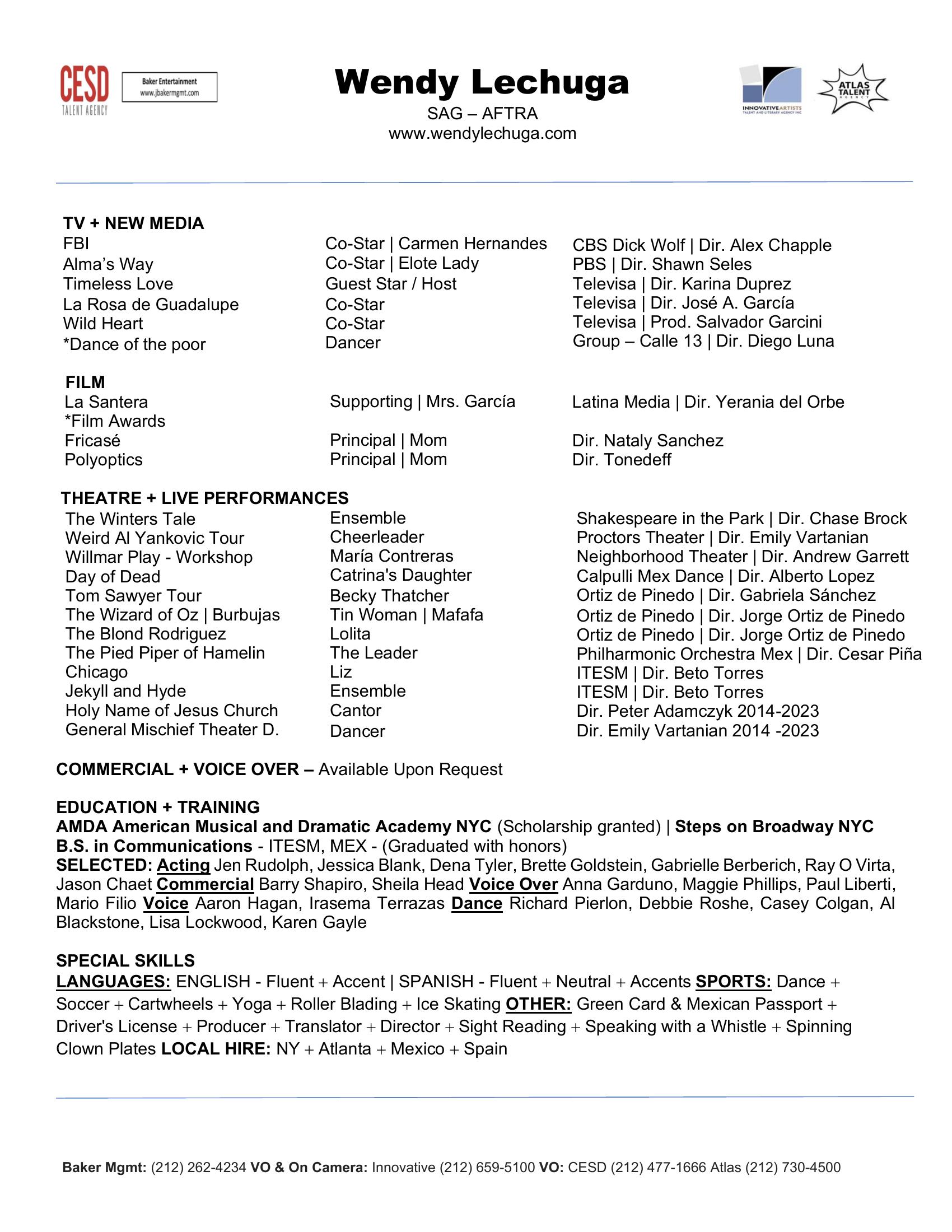 Wendy Lechuga — Resume preview
